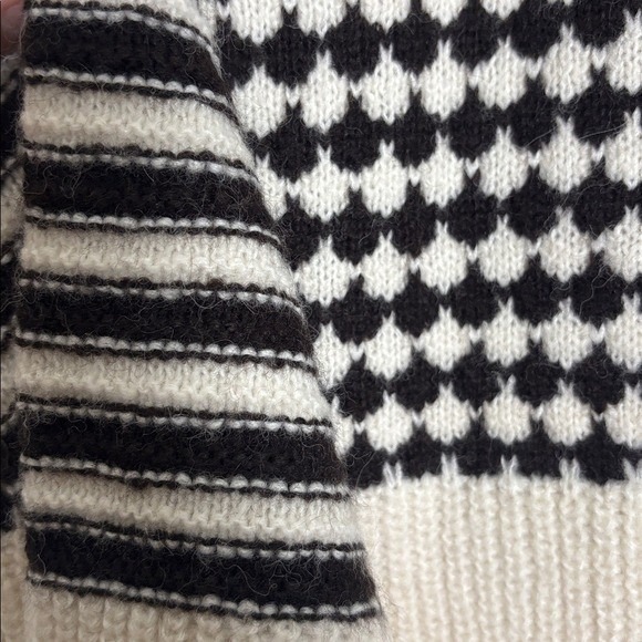 NWT MADEWELL Mixed Stripe Checked Pullover Sweater Brown/Ivory Alpaca Medium - Picture 5 of 9